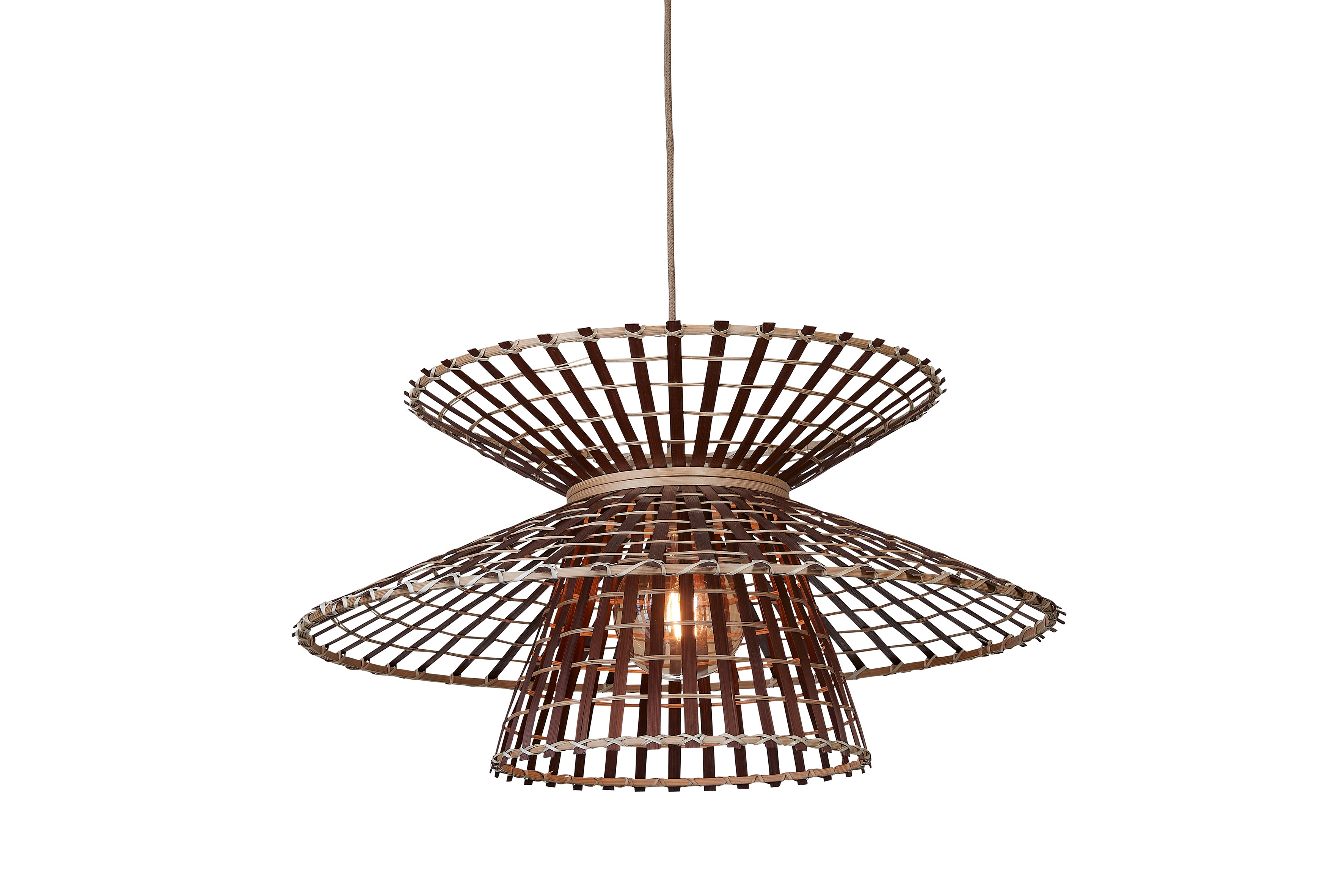 Good&Mojo Hängeleuchte Machu Picchu Bambus/Schirm ø57xh.27cm, natur/braun